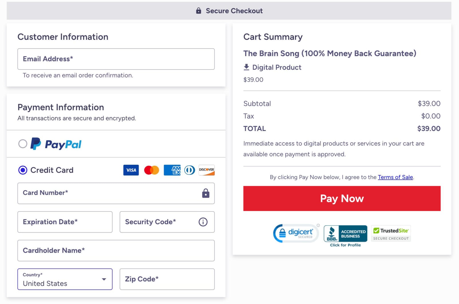 The-Brain-Song-checkout-page